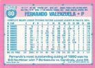 1991 Topps Micro #80 Fernando Valenzuela Back