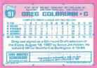 1991 Topps Micro #91 Greg Colbrunn Back