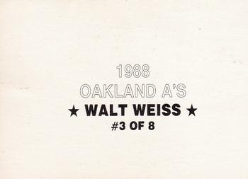 1988 Oakland Athletics (unlicensed) #3 Walt Weiss Back