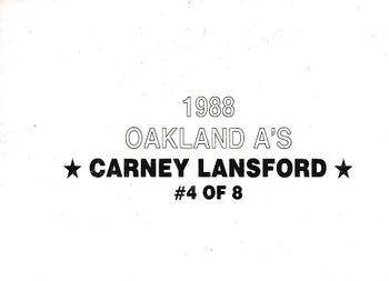 1988 Oakland Athletics (unlicensed) #4 Carney Lansford Back