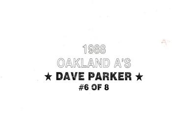 1988 Oakland Athletics (unlicensed) #6 Dave Parker Back