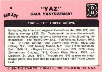 1984 Star Carl Yastrzemski #6 Carl Yastrzemski Back