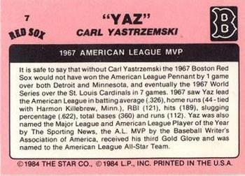 1984 Star Carl Yastrzemski #7 Carl Yastrzemski Back