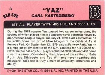 1984 Star Carl Yastrzemski #8 Carl Yastrzemski Back