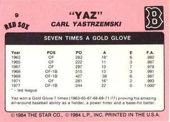 1984 Star Carl Yastrzemski #9 Carl Yastrzemski Back