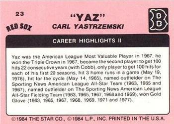 1984 Star Carl Yastrzemski #23 Carl Yastrzemski Back