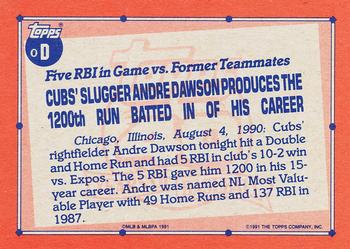 1991 Topps - Wax Box Bottom Panels Singles #D Andre Dawson Back