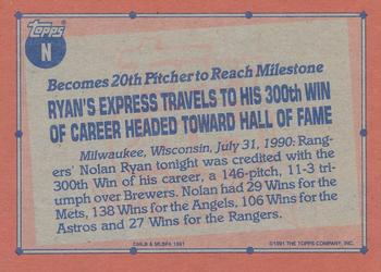 1991 Topps - Wax Box Bottom Panels Singles #N Nolan Ryan Back