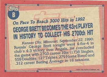 1991 Topps - Wax Box Bottom Panels Singles #B George Brett Back