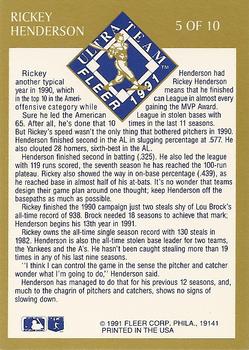 1991 Ultra - Ultra Team #5 Rickey Henderson Back