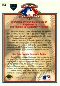 1991 Upper Deck - Heroes of Baseball #H3 Ferguson Jenkins Back