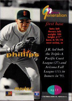 1994 Pinnacle New Generation #ng13 J.R. Phillips Back