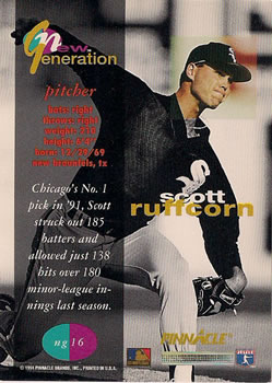1994 Pinnacle New Generation #ng16 Scott Ruffcorn  Back