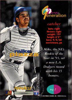 1994 Pinnacle New Generation #ng2 Mike Piazza Back