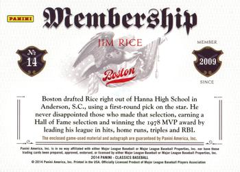 2014 Panini Classics - Membership Materials HOF Signatures #14 Jim Rice Back