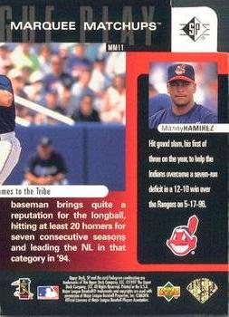 1997 SP - Marquee Matchups #MM11 Manny Ramirez Back