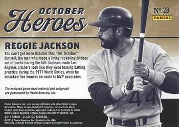 2014 Panini Classics - October Heroes Materials Combos Signatures #28 Reggie Jackson Back