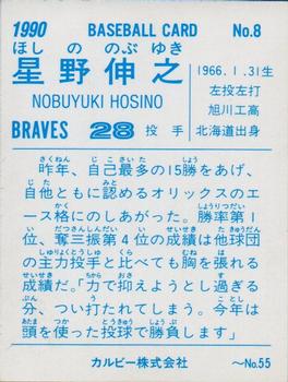 1990 Calbee #8 Nobuyuki Hoshino Back