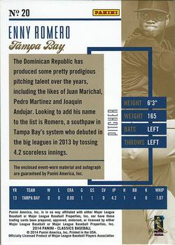 2014 Panini Classics - Significant Signatures Jerseys Gold Prime #20 Enny Romero Back