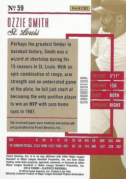 2014 Panini Classics - Significant Signatures Jerseys Gold Prime #59 Ozzie Smith Back