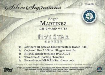 2014 Topps Five Star - Silver Signatures #FSSS-EM Edgar Martinez Back