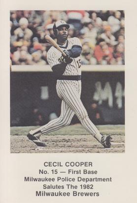 1982 Milwaukee Brewers Police #NNO Cecil Cooper Front