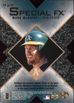 1997 SP - Special FX #11 Mark McGwire Back