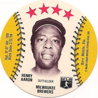 1976 Towne Club Discs #NNO Henry Aaron Front