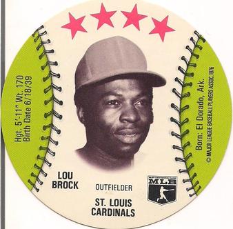 1976 Towne Club Discs #NNO Lou Brock Front