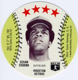 1977 Detroit Caesars Discs #NNO Cesar Cedeno Front