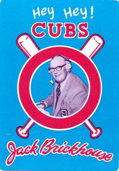 1985 Jack Brickhouse Chicago Cubs Playing Cards #4♥ Joe Tinker / Johnny Evers / Frank Chance / Harry Steinfeldt Back