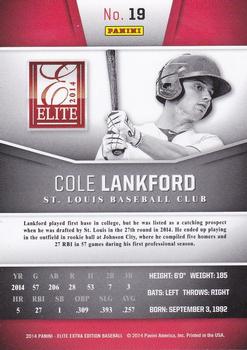 2014 Panini Elite Extra Edition #19 Cole Lankford Back