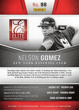 2014 Panini Elite Extra Edition #98 Nelson Gomez Back