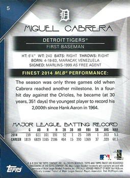 2015 Finest #5 Miguel Cabrera Back