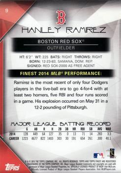 2015 Finest #9 Hanley Ramirez Back