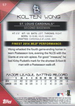 2015 Finest #57 Kolten Wong Back