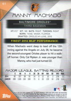 2015 Finest #61 Manny Machado Back