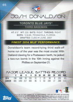 2015 Finest #65 Josh Donaldson Back