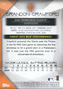 2015 Finest #71 Brandon Crawford Back