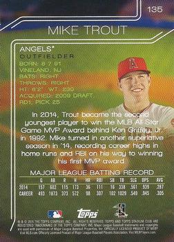 2015 Stadium Club #135 Mike Trout Back
