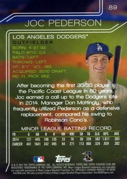 2015 Stadium Club #89 Joc Pederson Back