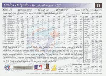 1997 Score - Showcase Series #92 Carlos Delgado Back