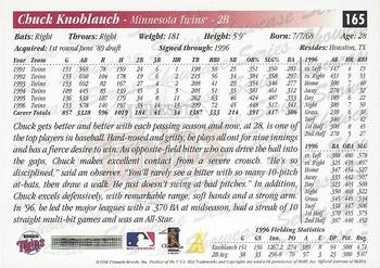 1997 Score - Showcase Series #165 Chuck Knoblauch Back