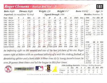 1997 Score - Showcase Series #181 Roger Clemens Back