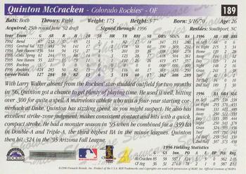 1997 Score - Showcase Series #189 Quinton McCracken Back