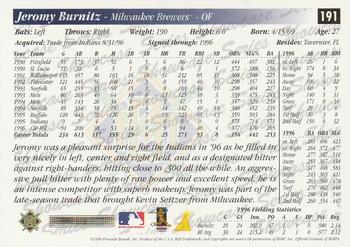1997 Score - Showcase Series #191 Jeromy Burnitz Back