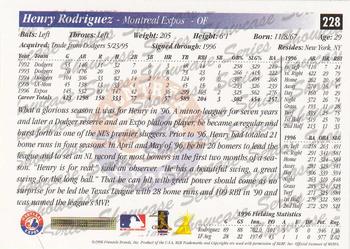 1997 Score - Showcase Series #228 Henry Rodriguez Back