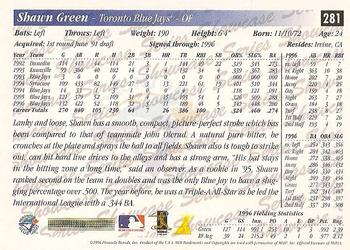 1997 Score - Showcase Series #281 Shawn Green Back