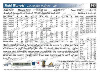 1997 Score - Showcase Series #392 Todd Worrell Back