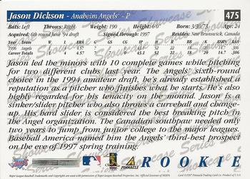 1997 Score - Showcase Series #475 Jason Dickson Back